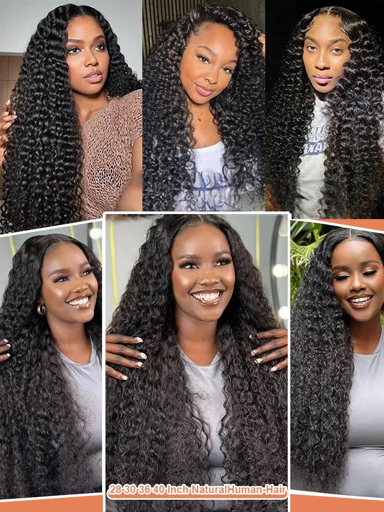 raw kinky curly human hair extensions deals weave bundles 30 36 inch brazilian Natural black water deep wave for woman