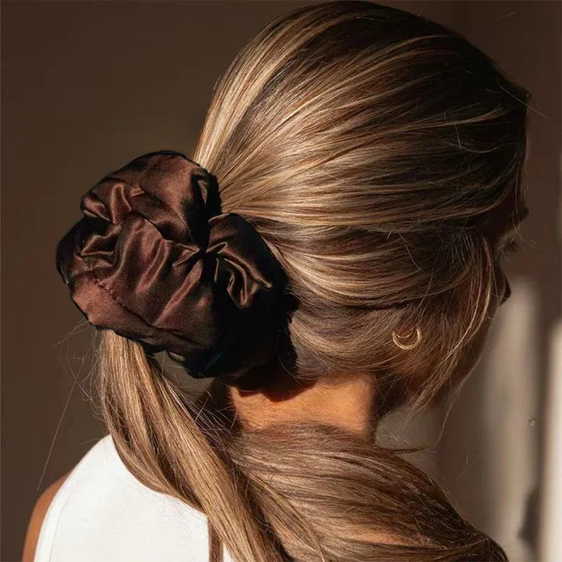 2024 Pillow Sleep Headband Elastic Ponytail Scrunchie for Women Hair Accessories Girls Soft Solid Satin Filled Cotton Big Bands