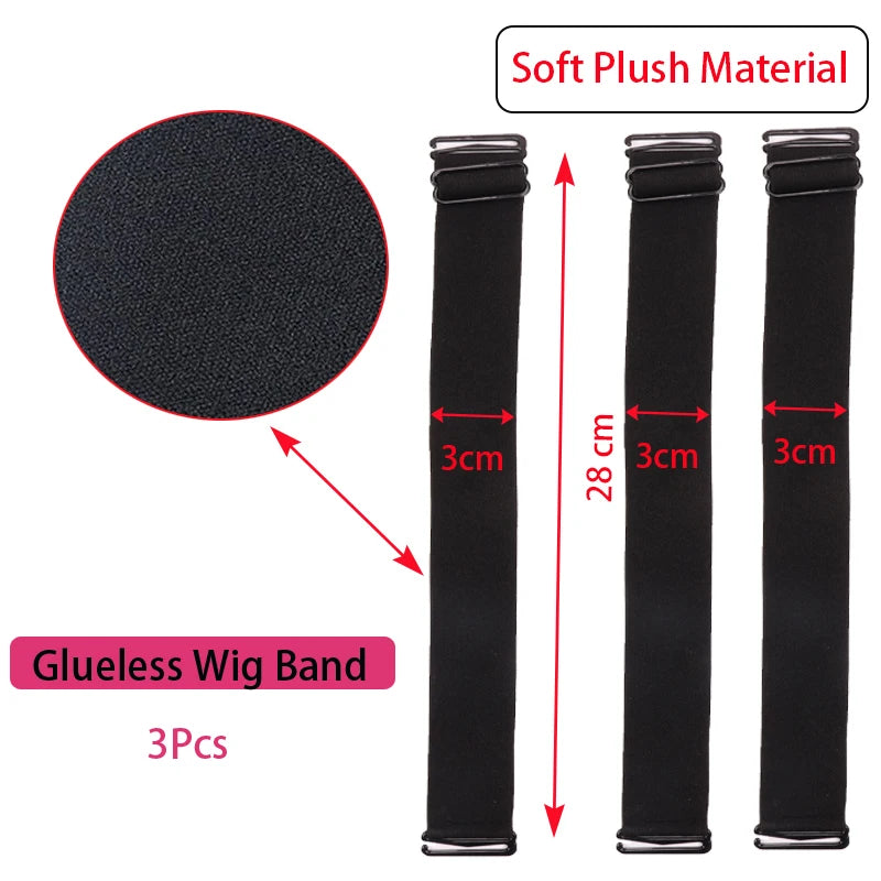 3Pcs 5Pcs Adjustable Elastic Band For Wigs Sewing Black Wig Band 2.5Cm, 3Cm, 3.5Cm Width Wig Accessories Wig Fixed Material