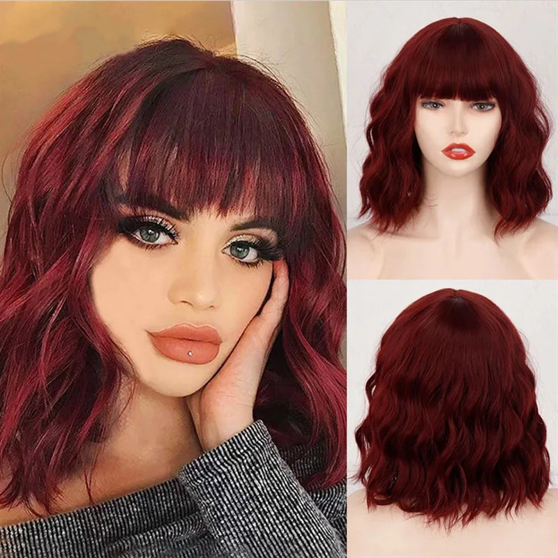 Fashionable orange synthetic wig with Liu seawater ripple daily wear cosplay party high temperature silk wig full head cover