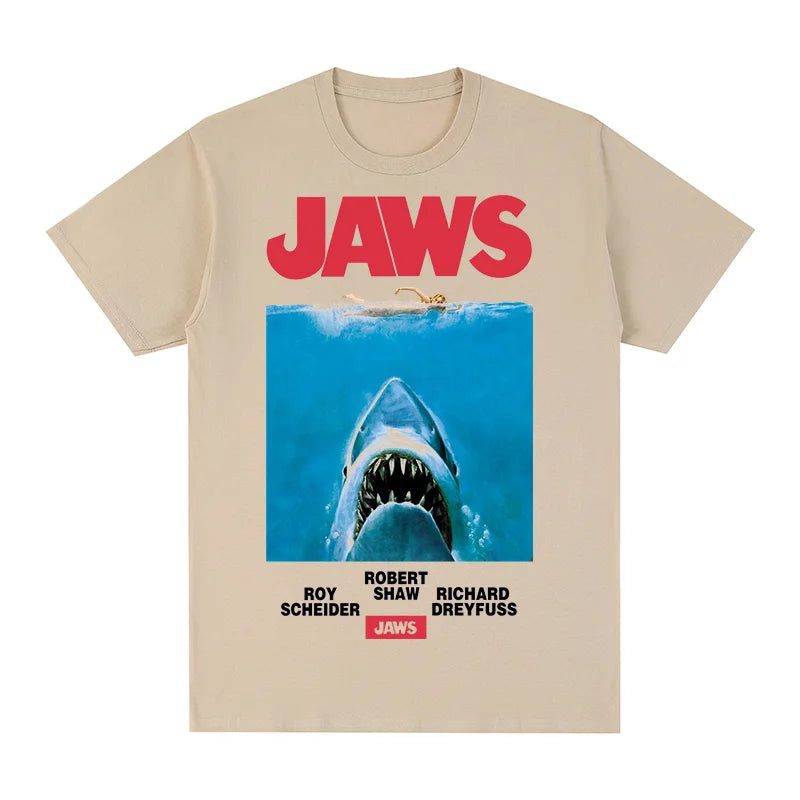 Jaws Movie Vintage T-shirt Gift for Friends Harajuku female clothes Cotton Men T shirt New Tee Tshirt Womens Tops