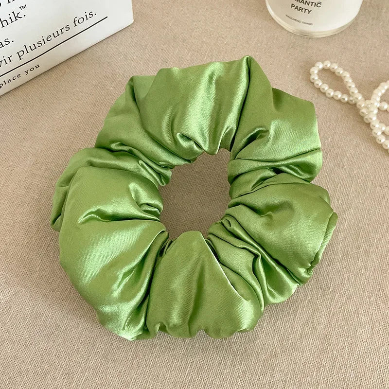 2024 Pillow Sleep Headband Elastic Ponytail Scrunchie for Women Hair Accessories Girls Soft Solid Satin Filled Cotton Big Bands