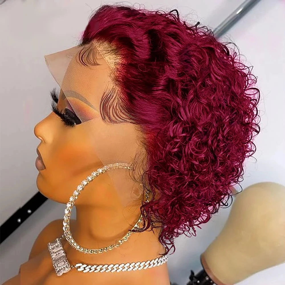 Short Pixie Cut Wigs Brazilian Human Hair Curly Wigs Cheap 13X1 Transparent Lace Wig Preplucked Hairline Wigs For Black Women