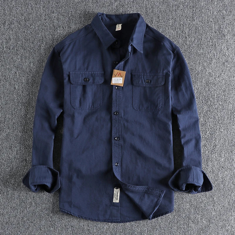 Multi-colored Retro Stripe Cotton Shirt Men's Long Sleeve Spring Autumn New Fashion Daily Dressed Up Workwear Shirt