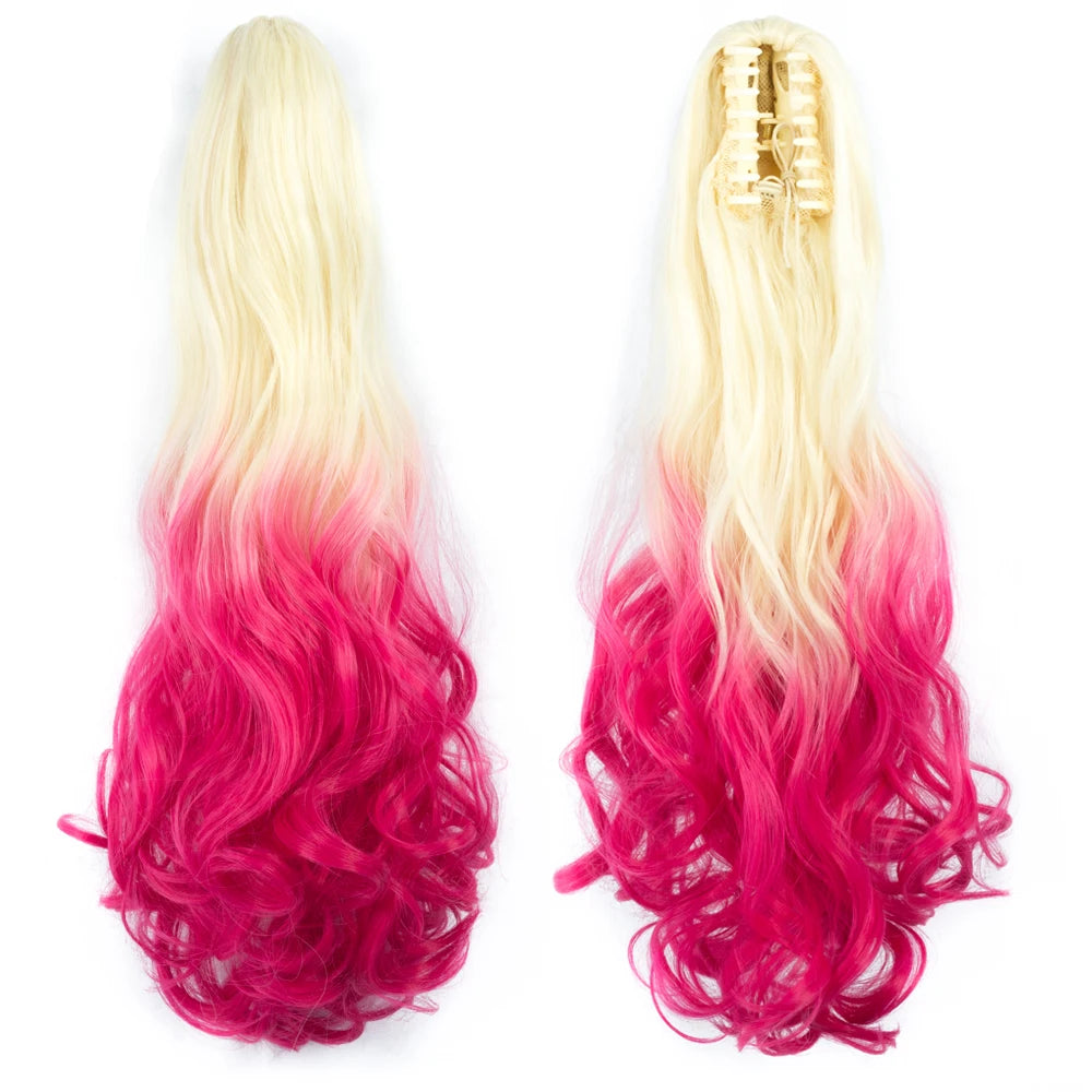 Curly Ponytail Extension Claw Clip in 24" Ponytail Hair Extension Synthetic Wavy Ponytail Extension Fluffy Natural Hairpieces
