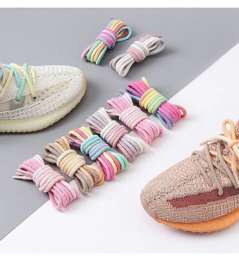 1Pair Colorful Round Shoelaces Rainbow Cotton Shoelace Running Sneakers Laces 80/100/120/140/160CM Shoe laces Shoes Accessories
