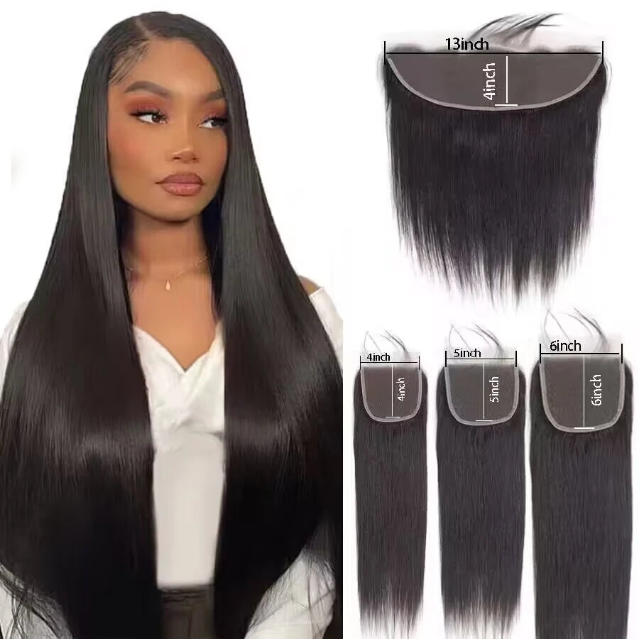 Straight Hair 13X4 Lace Frontal Skin Melt Transparent Lace Frontal 4X4 6X6 5x5 Lace Closure Remy Brazilian Hair Top Quality