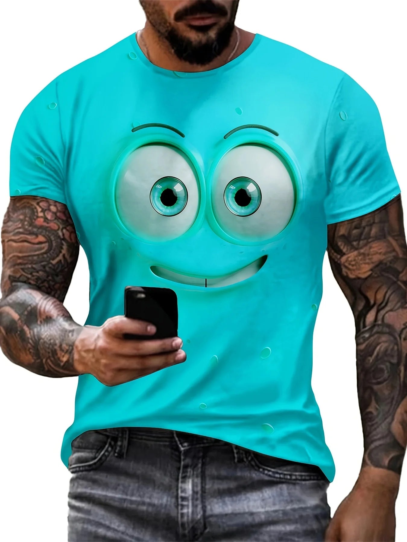 2024 New Men's Eye Pattern Printed T-shirt,Casual Short-sleeved Round Neck T-shirt,Men's Summer Outdoor Clothing