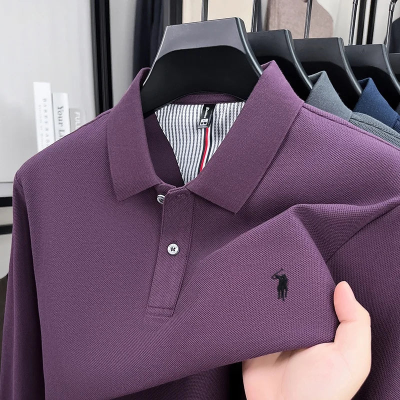 Fashion autumn and winter new item Paul brand embroidered polo shirt mens brand business casual comfortable long sleeved T-shirt