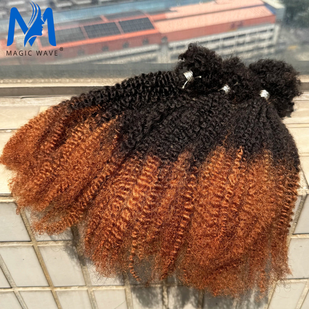 T1B/30 Afro Kinky Curly Human Hair Bulk 30g/Pack 100% Human Hair Soft 4C Afro Kinky Bulk Human Hair for Locs Extensions