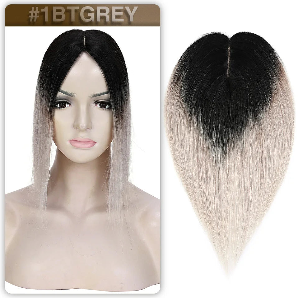 S-noilte 7x13cm Real Hair Toppers Silk Base Natural Hair Wig 100% Human Hair Prosthesis woman Brown Wigs Clip In Hair Extensions