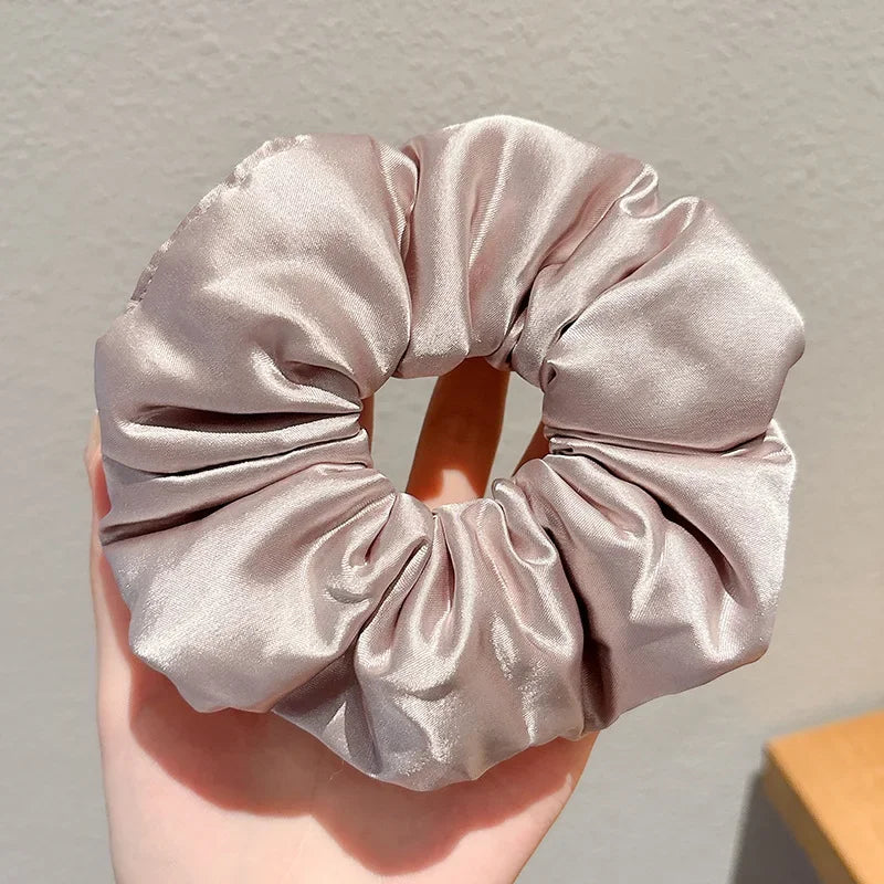 2024 Pillow Sleep Headband Elastic Ponytail Scrunchie for Women Hair Accessories Girls Soft Solid Satin Filled Cotton Big Bands