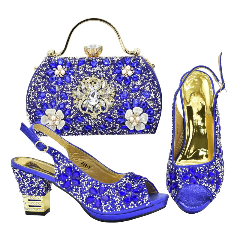 Latest Shoes and Bag for Party Wedding Plus Size Women Shoes 43 High Heels Sexy Ladies Luxery Shoes Women Dress Pumps with Purse