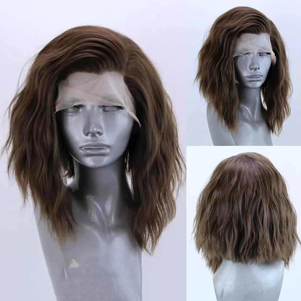 Pink Short Curly Wig 13x4 Lace Front Wigs for Women Bob Wave Synthetic Hair Natural Hairline Glueless Daily Wear Cosplay Wigs