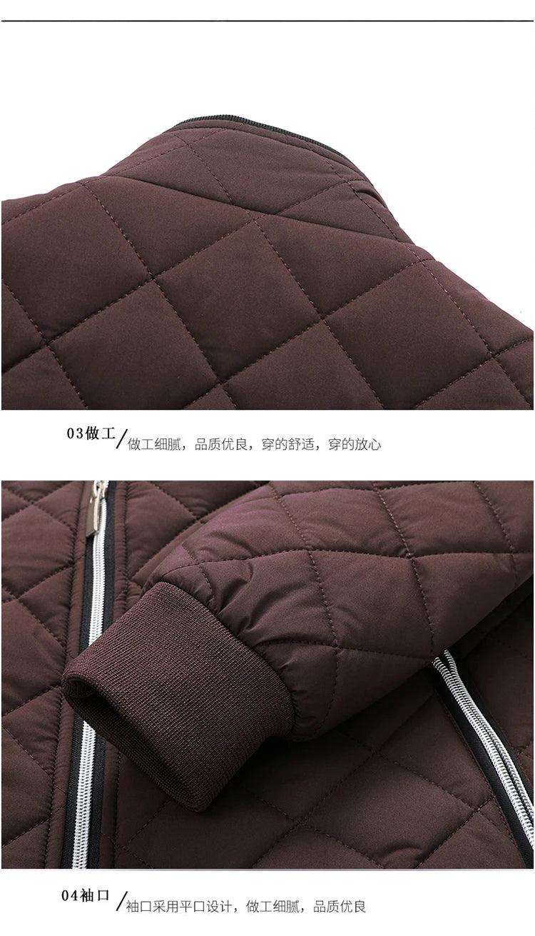 Men's Winter Jacket Stand Collar Fleece Lined Cotton Casual Fashion Warm Loose Short Style Youth Popular Polyester Fabric