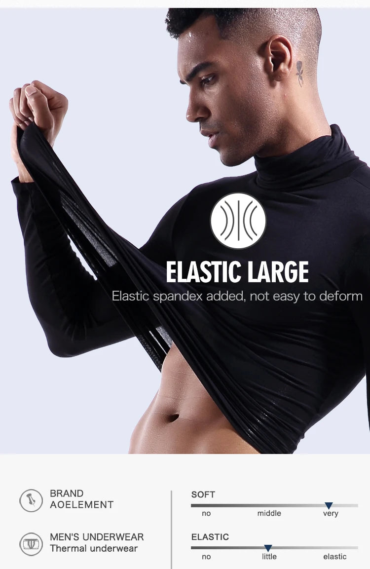 Men's thermal underwear in turtleneck lapel autumn thin Modal autumn and winter long-sleeved base shirt single slim-fit top