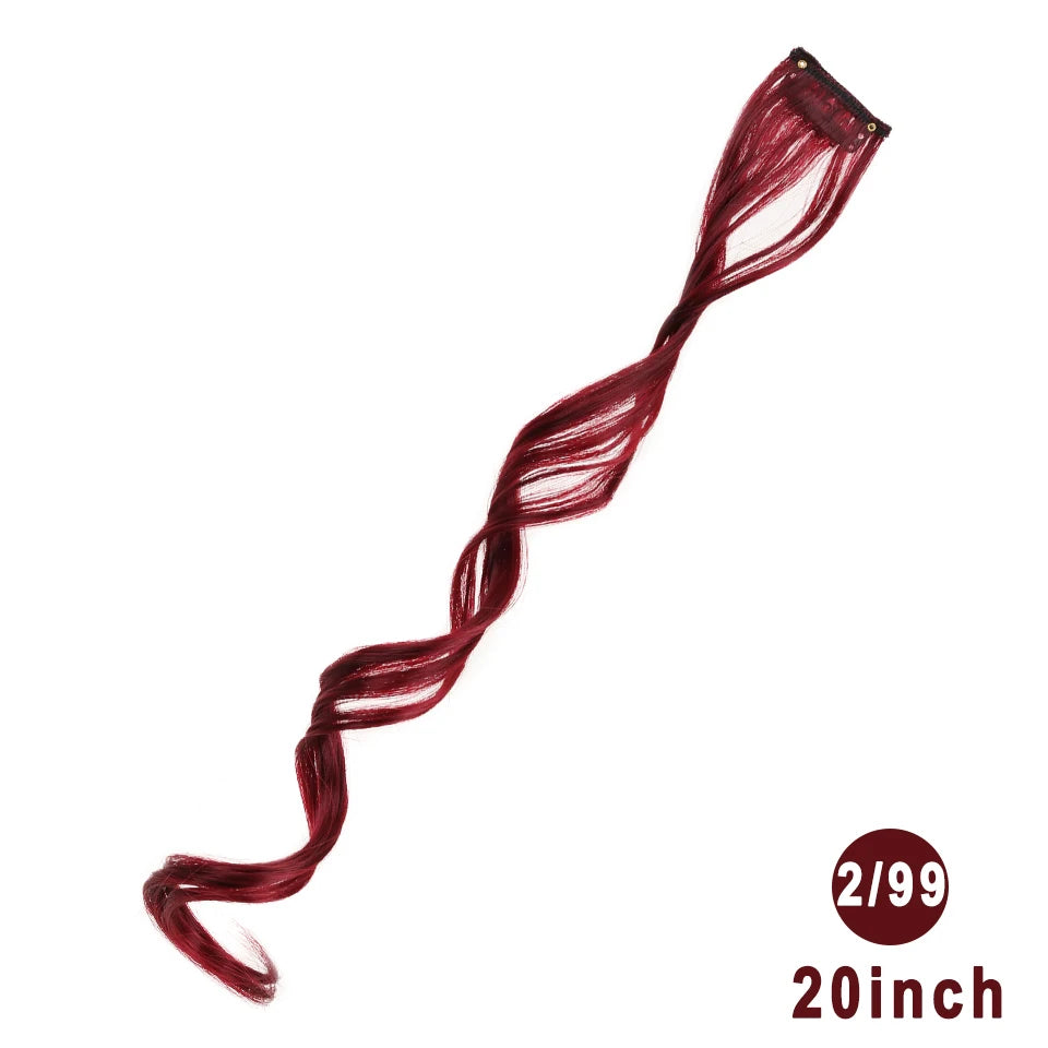 Lupu Synthetic Long Straight Rainbow Highlight Colored Hair Extensions Clip In Fake Hair Pieces For Women Heat Resistant
