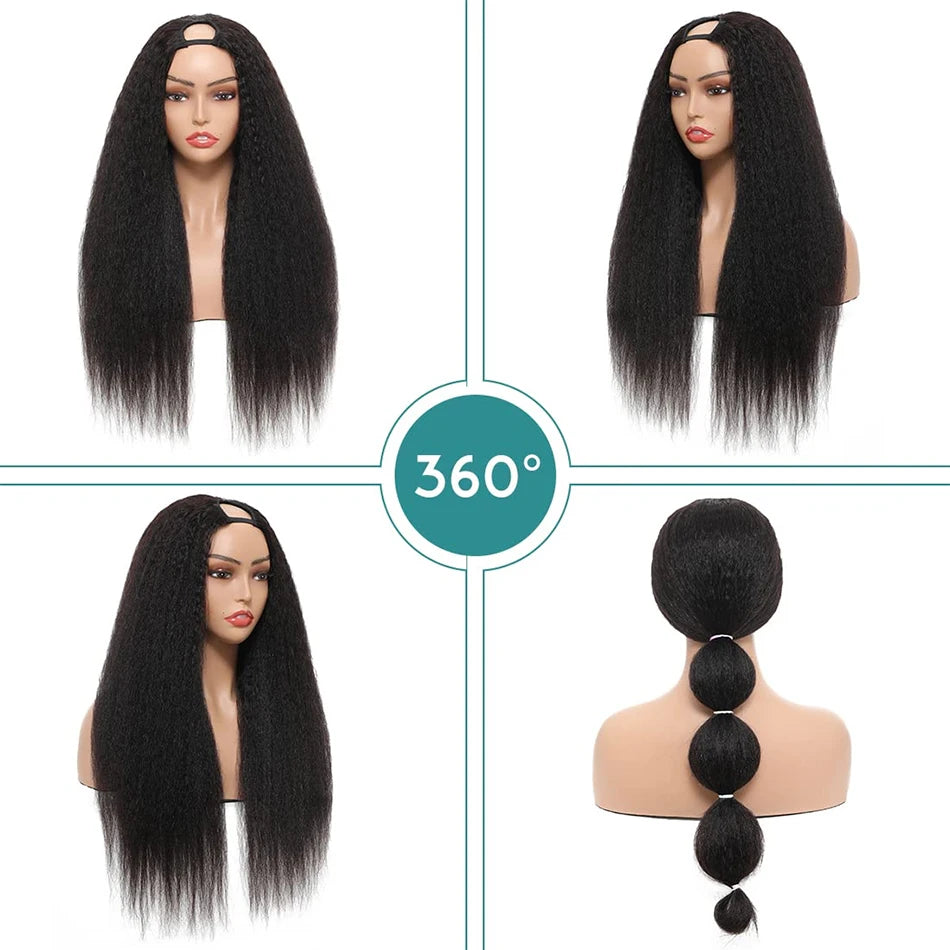 30 Inch Kinky Straight U Part Wig Glueless Wigs Human Hair Ready To Wear Remy Human Hair Wigs V Part Wig No Lace Wigs For Women