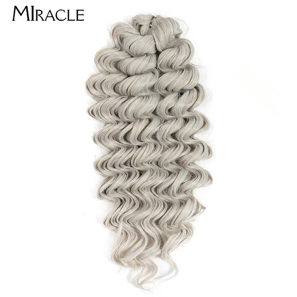MIRACLE Crochet Hair Extensions 30 Inch 70CM Deep Wave Braiding Hair Bundles Synthetic Crochet Braids Hair Water Wave Fake Hair