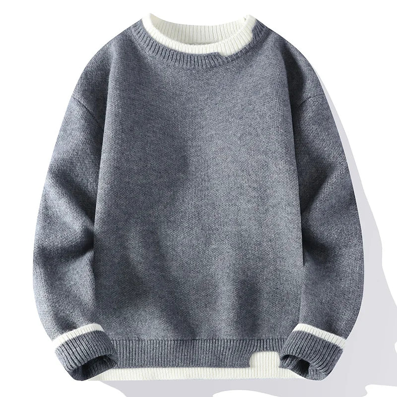 men round neck Solid color knitwear Men's High-Quality Fashion Trend Sweater Autumn/Winter Men Casual Comfortable Warm Sweaters