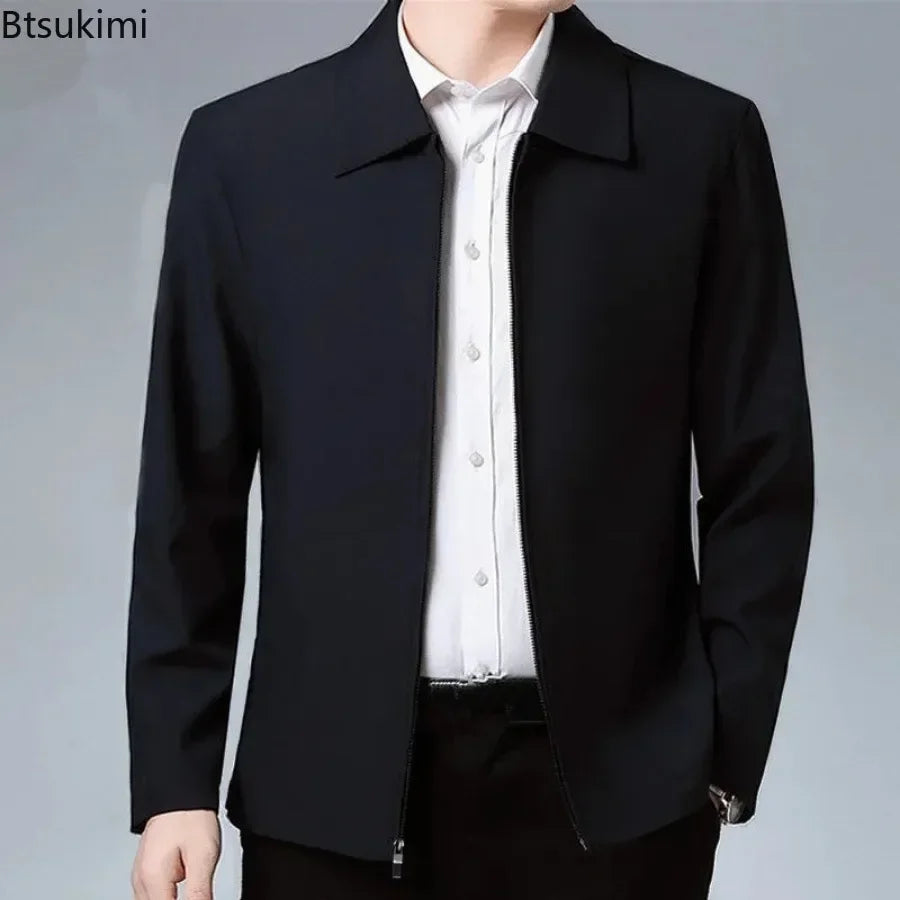 Spring Autumn Men's Turn-down Collar Business Social Blazer Jackets Fashion Office Dress Coats High Quality Casual Men Clothing