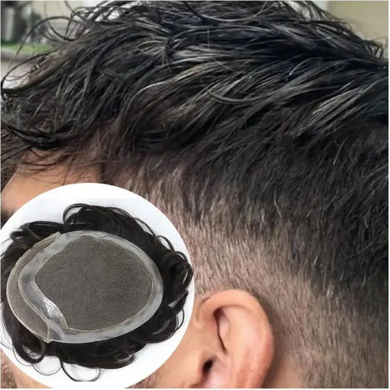 Hollywood Toupee Men Wigs Breathable Swiss Lace & Pu 100% Natural Human Hair Male Hair Prosthesis Exhuast Systems Wigs For Men