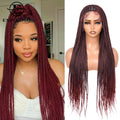 34Inch Knotless Box Braided Wigs for Black Women Synthetic Full Double Lace Front Braided Wig with Baby Hair Synthetic Braid Wig