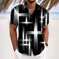 Men's Geometric Plaid Gradient Shirt Fashion Casual Outdoor Vacation Daily Wear Summer Lapel 3D Printed Shirt White Red Blue