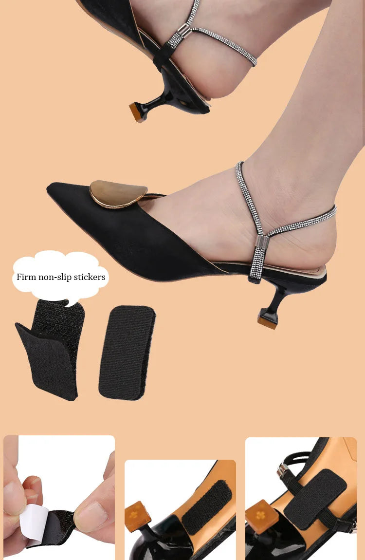 High Heels Shoes Band Anti-loose for Women Diamond Shoelaces Anti-drop Heel Straps Belt Drill Elastic Fixing Rhinestone Belts