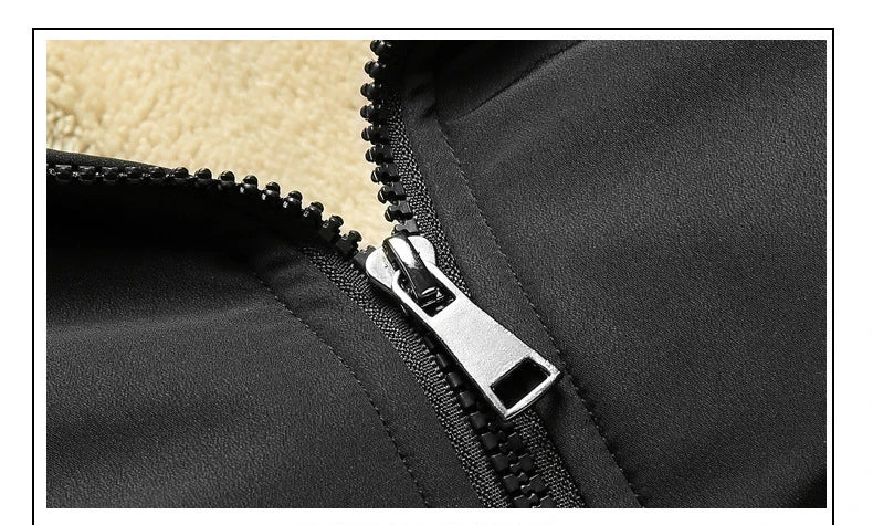BROWON Winter Clothes Men Jacket Business Casual Solid Thick Fleece Jacket for Men Stand Collar Oversized 8xl Outerwear Coats