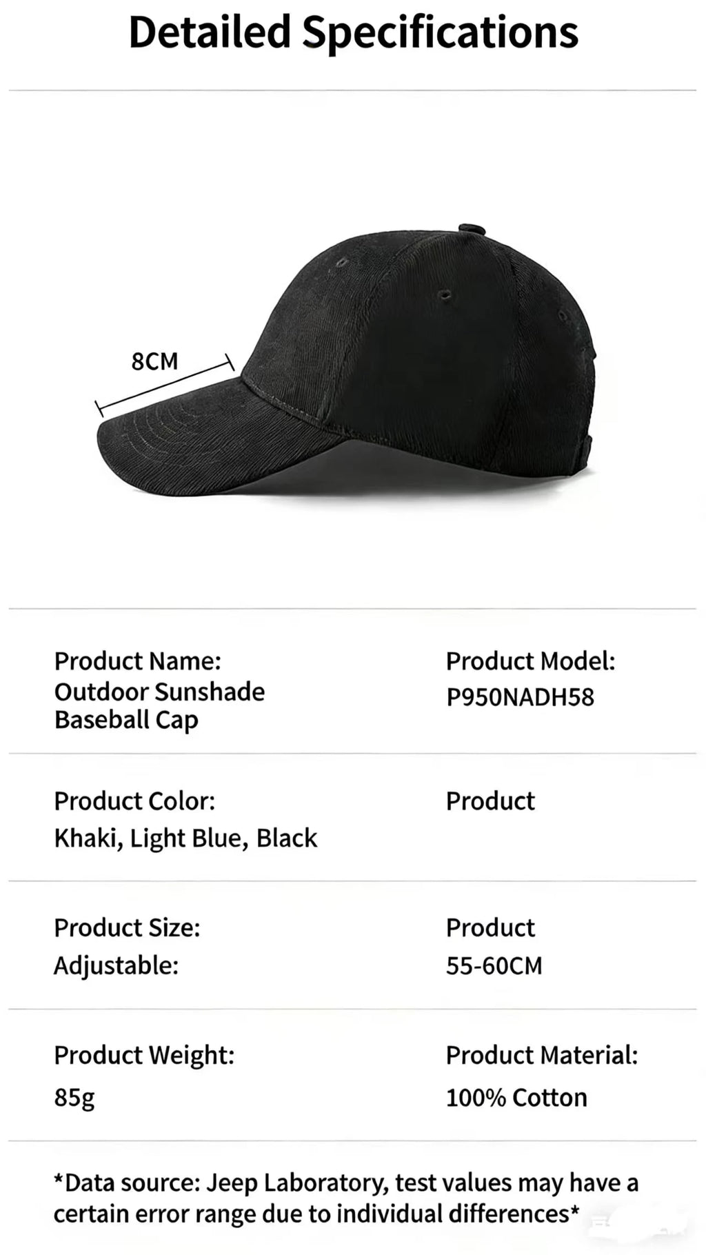 Jeep Grand Cherokee Wrangler JK Gladiator Logo Embroidered Adjustable Sports Baseball Cap Motorcycle Casual Hat