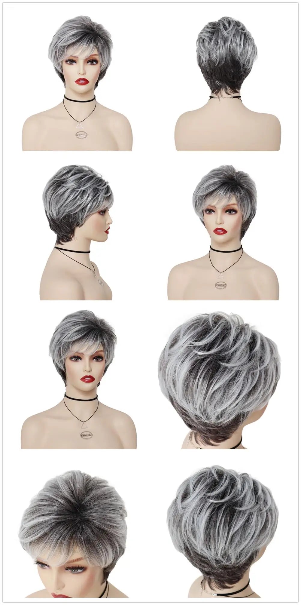 Old Lady Synthetic Hair Blonde Wig with Bangs Natural Short Wig for White Woman High Temperature Blond Ombre Mommy Wig for Daily