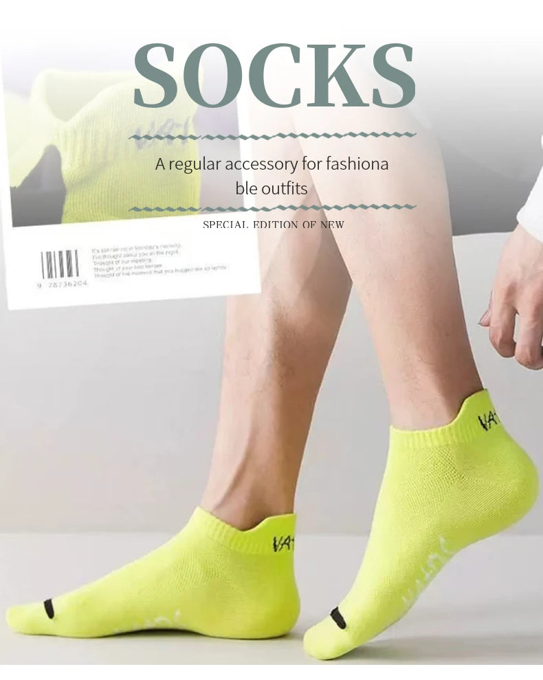 5 pairs of new summer men's short socks, light and thin casual mesh breathable boat socks, fashionable street socks