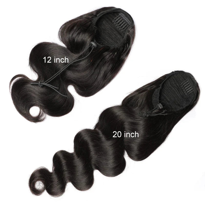 Body Wave Drawstring Ponytail Natural Black Brazilian 100% Real Human Hair Ponytail Clip In Hair Ponytail Extensions For Women