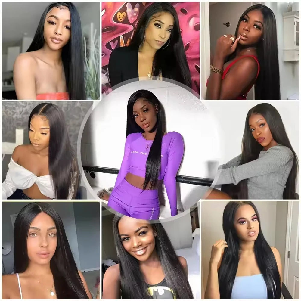 16A Real Bone Straight Human Hair Bundles Deal 30 40Inch Brazilian Raw Hair Extensions 3 4 Pcs Human Hair Bundles  Natural Black