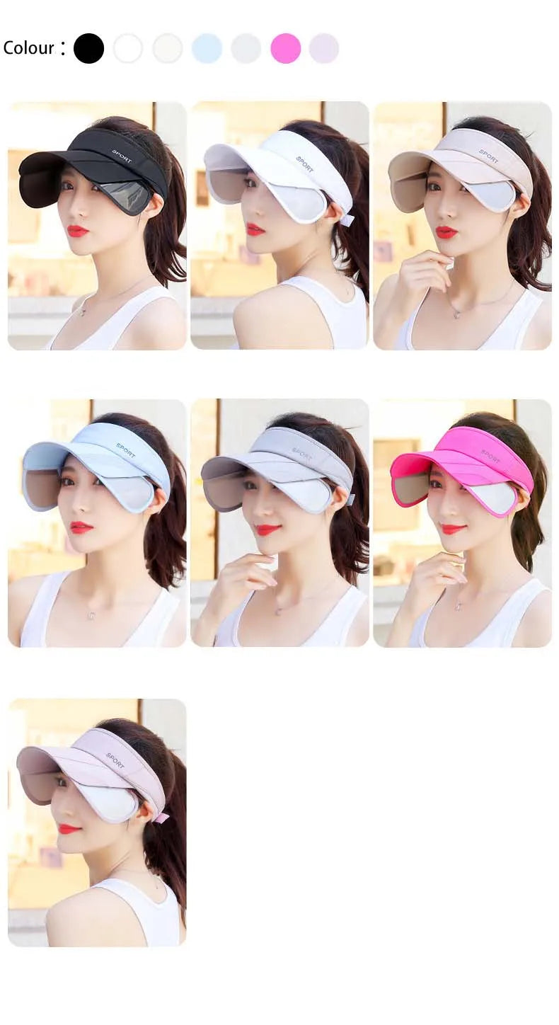 New Summer Outdoor Sport Casual Sports Empty Cap Men's Fishing Widened Pull-Out Brim Sunshade Sun Protection Hat Women