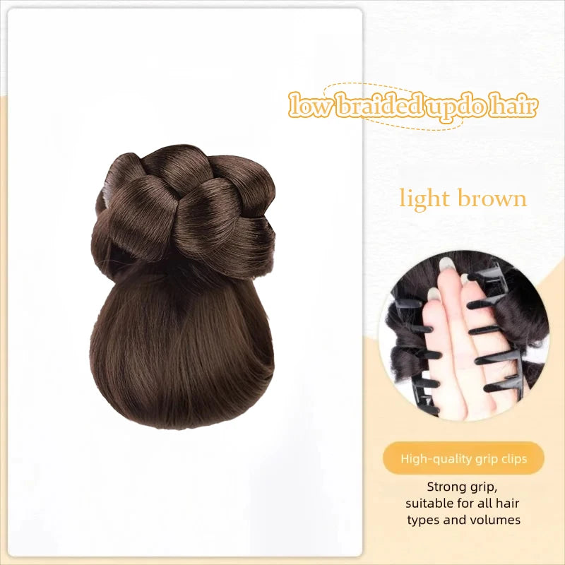 LUPU Hair Clips for Hair Hair Accessories Wig Low Hair Bun Synthetic Natural False Braided Black Brown Updo Hair Women Hairpiece