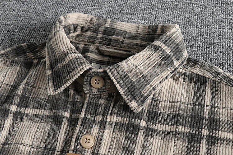 May Khaki retro spring and autumn tide style men's long-sleeved shirt washed corduroy comfortable daily all-match tide coat