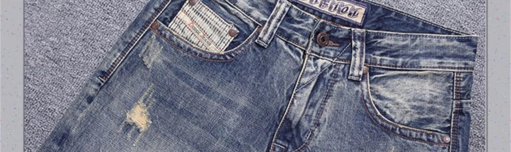 2023 Spring and Autumn New Classic Fashion Solid Color Ripped Small Foot Pants Men's Casual Comfort Elastic High Quality Jeans