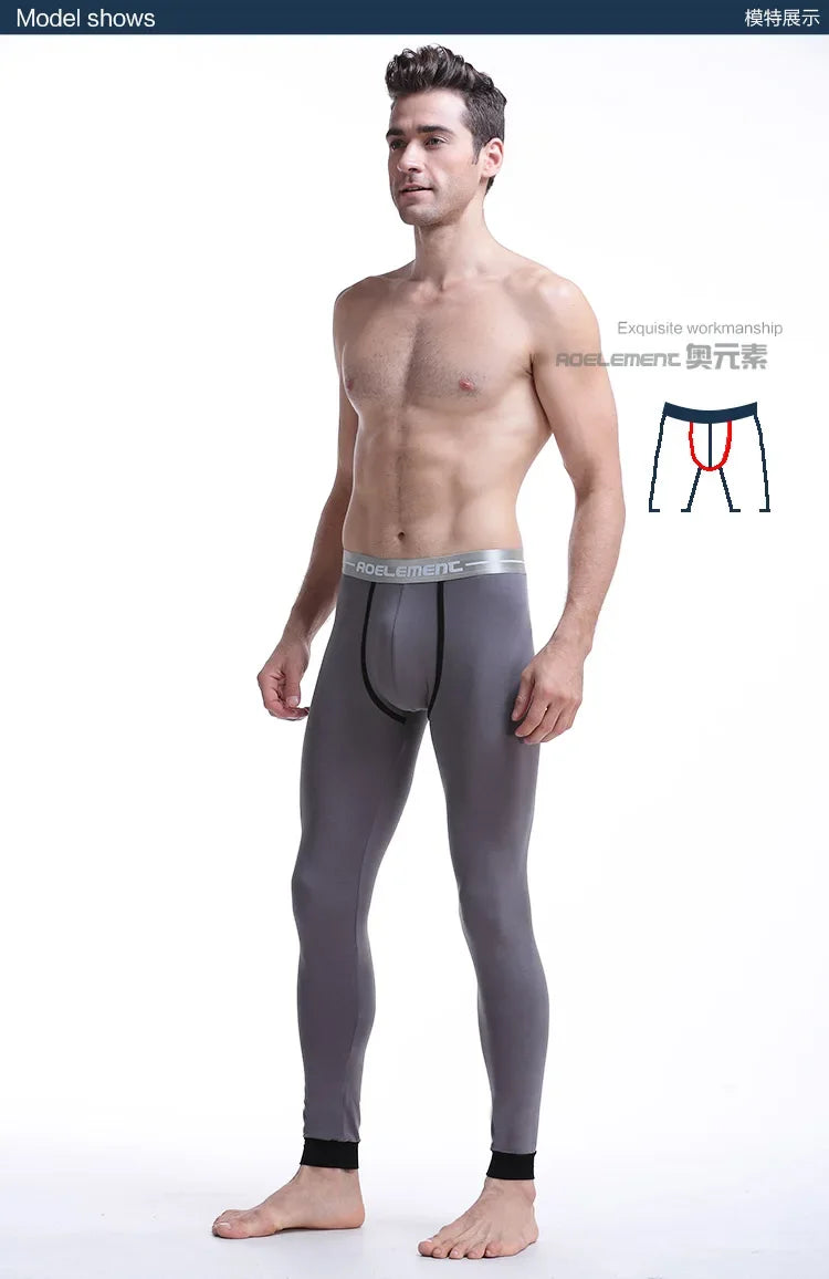 Men's long Johns single-piece thin tight-fitting underpants line pants thermal pants slim cotton woolen pants autumn and winter