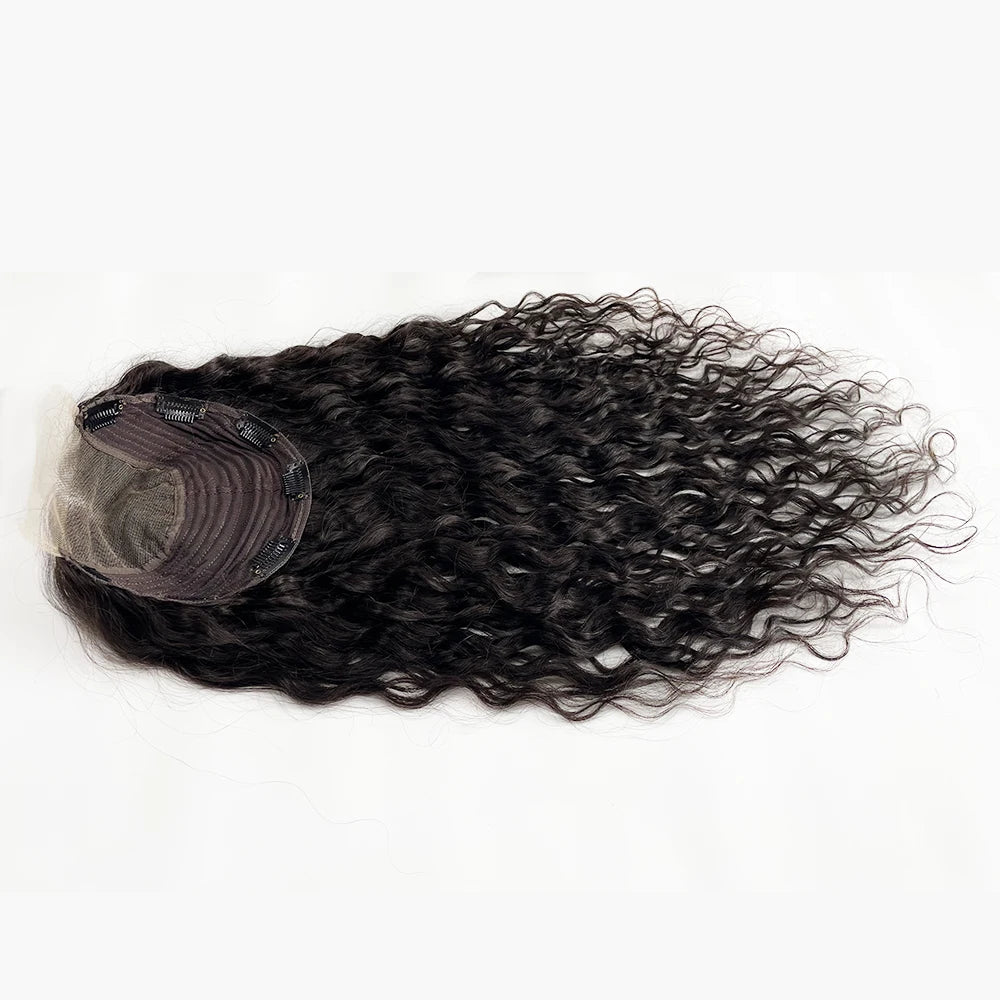 4X4 Inch Transparent HD Lace Wefted Topper Loose Curly Wave Virgin European Human Hair Lace Front Pre Plucked Clip In Hairpieces