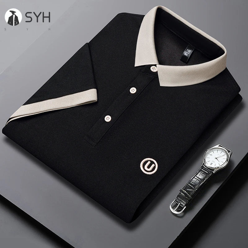 2024 Men's New Embroidered Cotton Business Leisure Short Sleeved POLO Shirt Fashion Short Sleeved Comfortable and Breathable Top