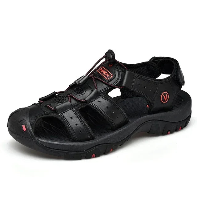 Classic Men's Sandals Summer Genuine Leather Sandals Breathable Men Cow Leather Shoes Men Sandals Soft Outdoor Men Roman Sandals
