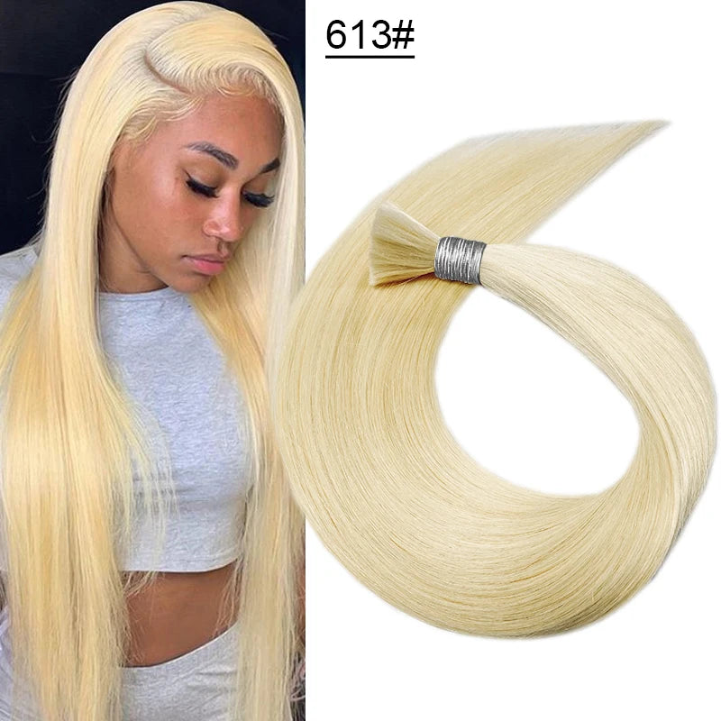 613 Striaght Human Hair No Weft 100% Virgin Bundles Highlight Original Bulk Extensions Russian Natural Unprocessed Blonde hair