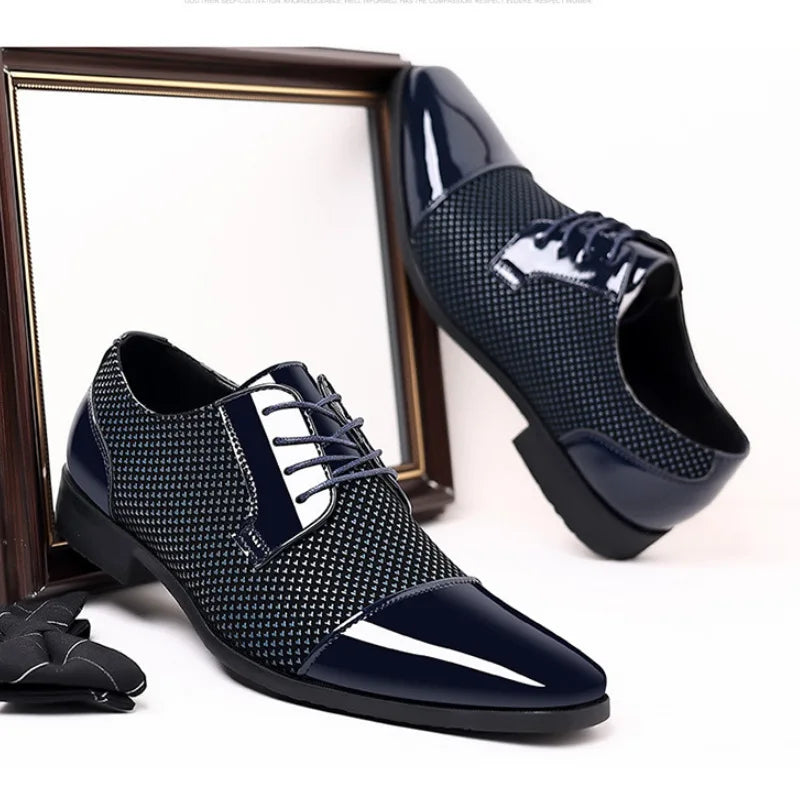 Patent Leather Men's Dress Shoes Slip on Mens Casual Oxford Shoe Brand Moccasin Glitter Male Footwear Pointed Toe Shoes for Men