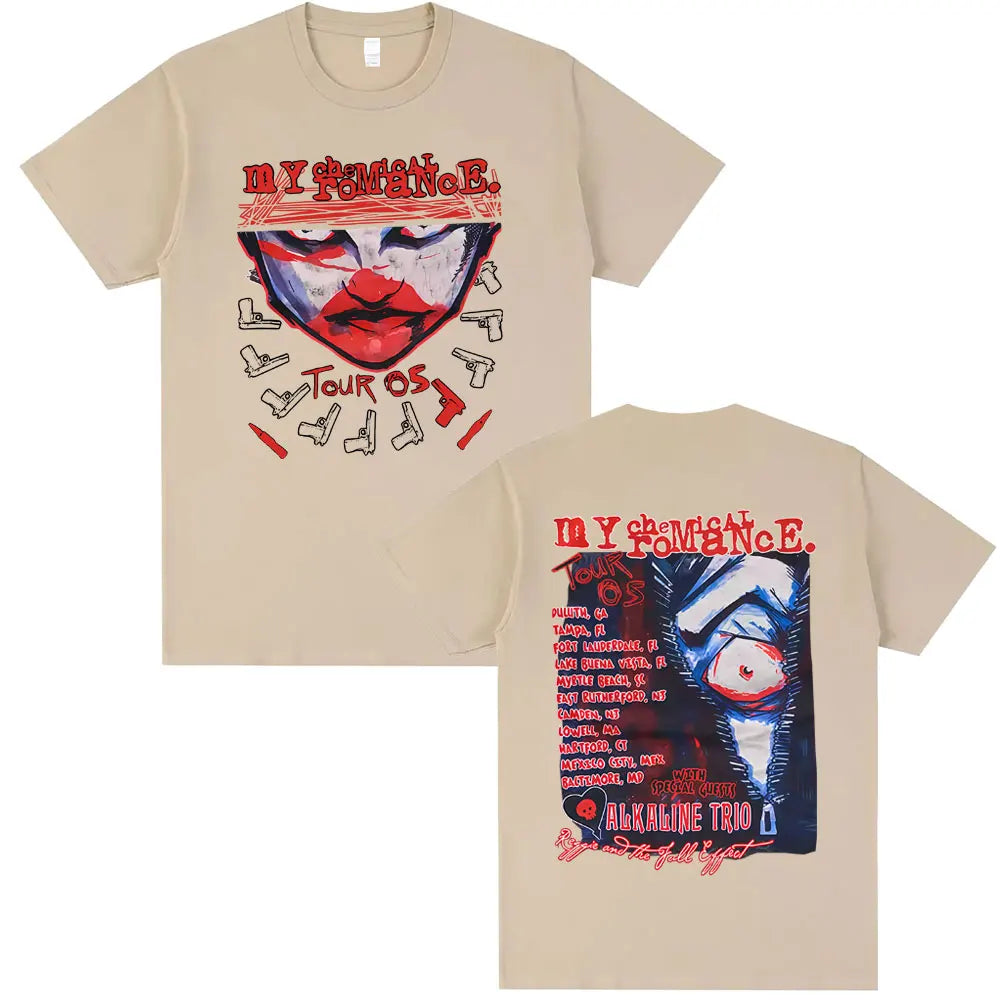 90s Punk Band My Chemical Romance Tour 2005 T-shirt Men Women Gothic Fashion Street Oversized Tshirt Male Soft Cotton T Shirts