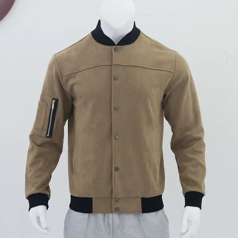 24  Autumn/Winter Suede Men's Button Cardigan Jacket Casual American