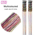 12Pcs Clip in Hair 20 Inch Synthetic Colorful Glitter Tinsel Hair Extension Fashion Party Christmas New Year Gift for Women Hair