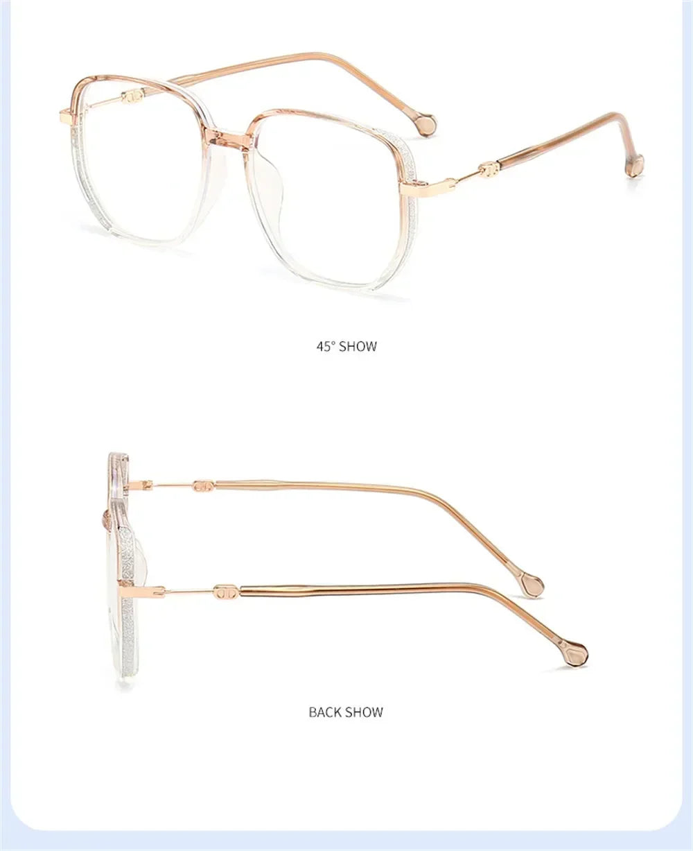 Vintage Square Metal Glitter Frame Reading Glasses Gafas Women Fashion Optical Eyewear Anti-blue Light Presbyopia Eyeglasses