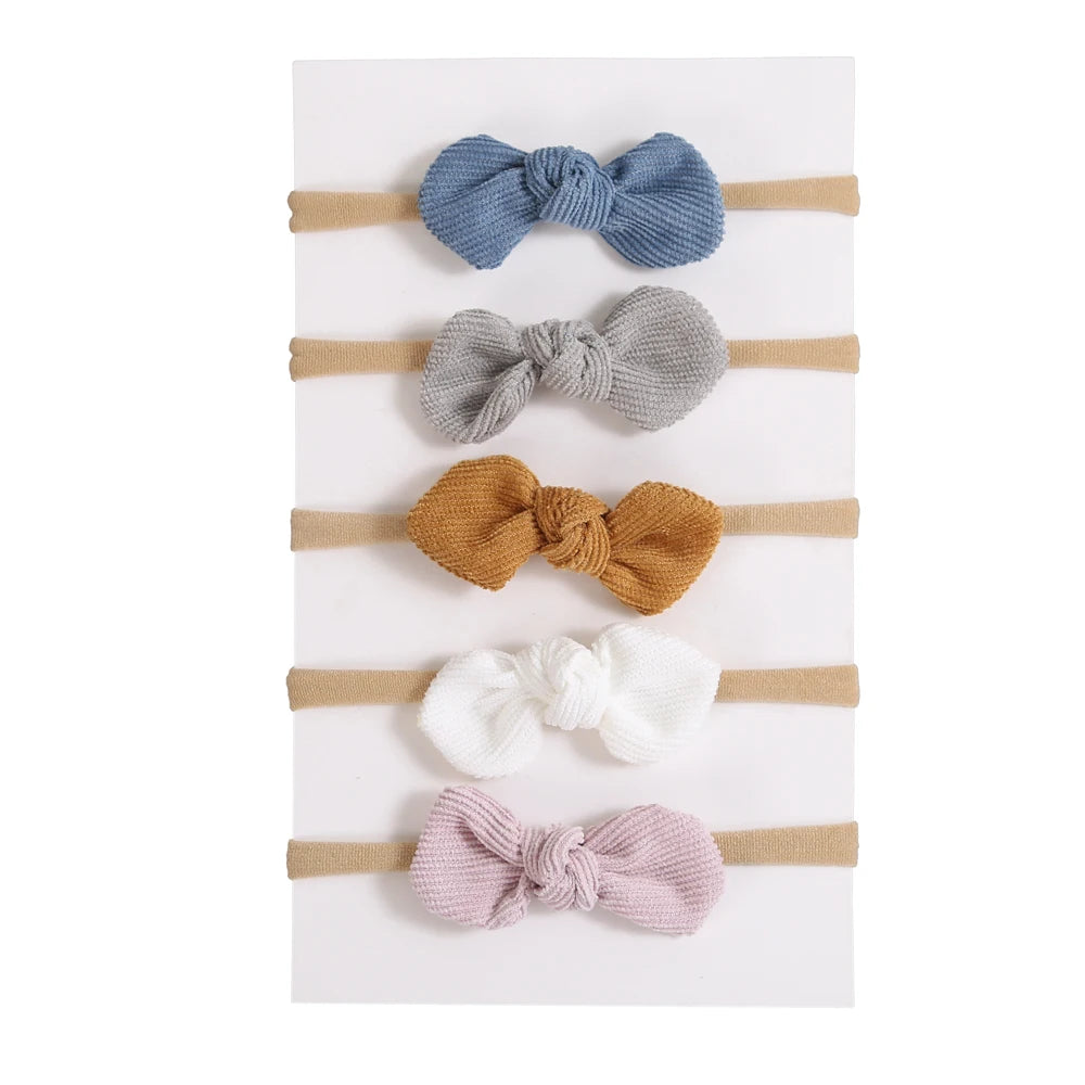 5Pcs/Lot Baby Headband for Baby Girls Soft Nylon Elastic Solid Color Hairband Print Hair Bow Kids Headwear Baby Hair Accessories